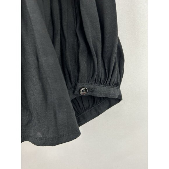 Free People Womens Blouse Medium Black Peasant Boho Top Crochet Lace Up Tunic - Picture 12 of 15